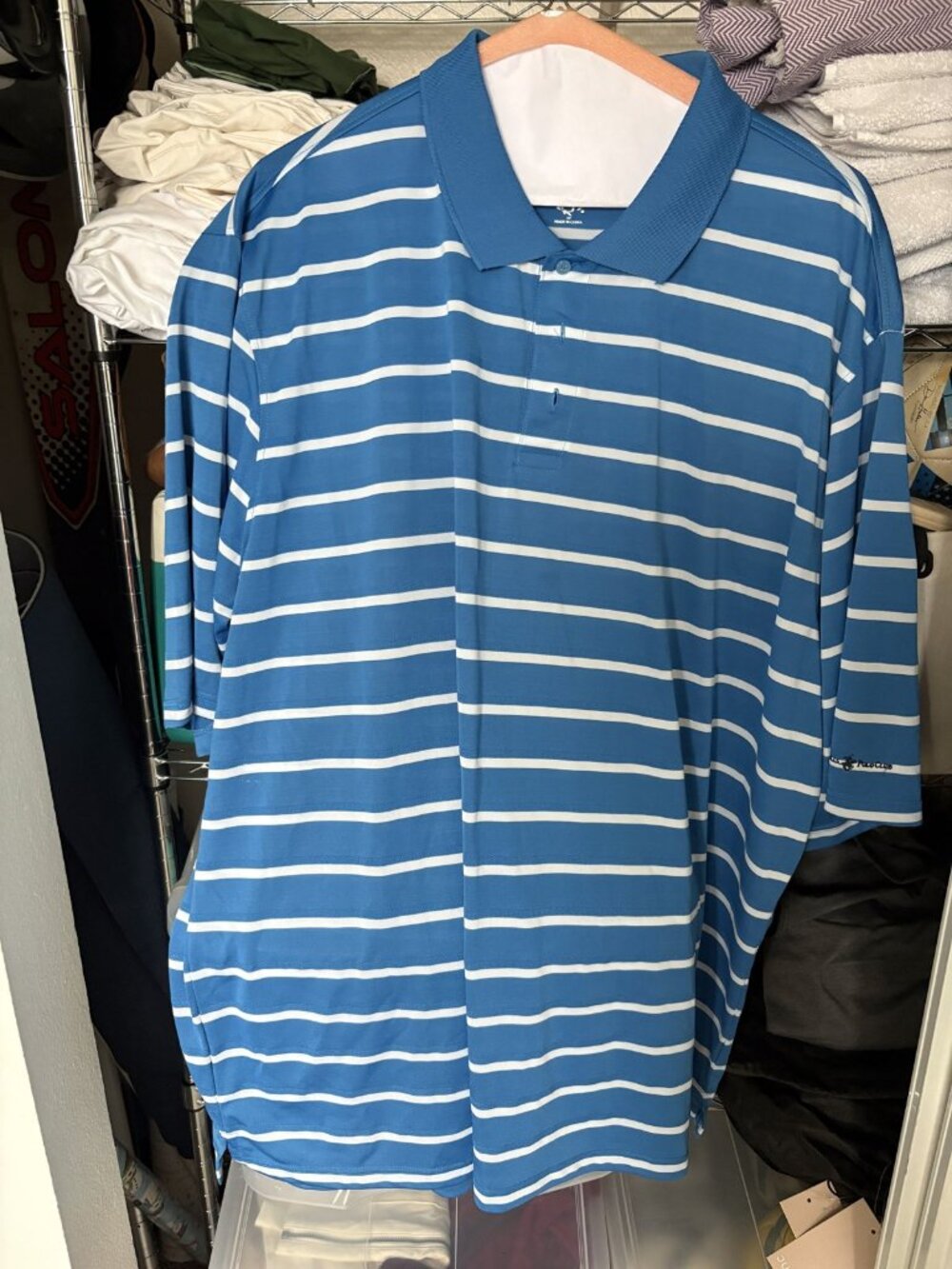 Beverly Hills Polo Club Mens Striped Polo Shirt 3X Blue